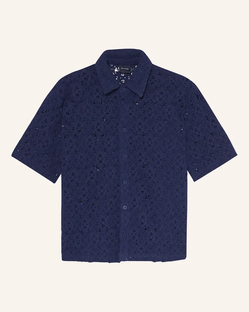 Daily Paper Häkelhemd Lace Shield Relaxed Fit blau Dunkelblau