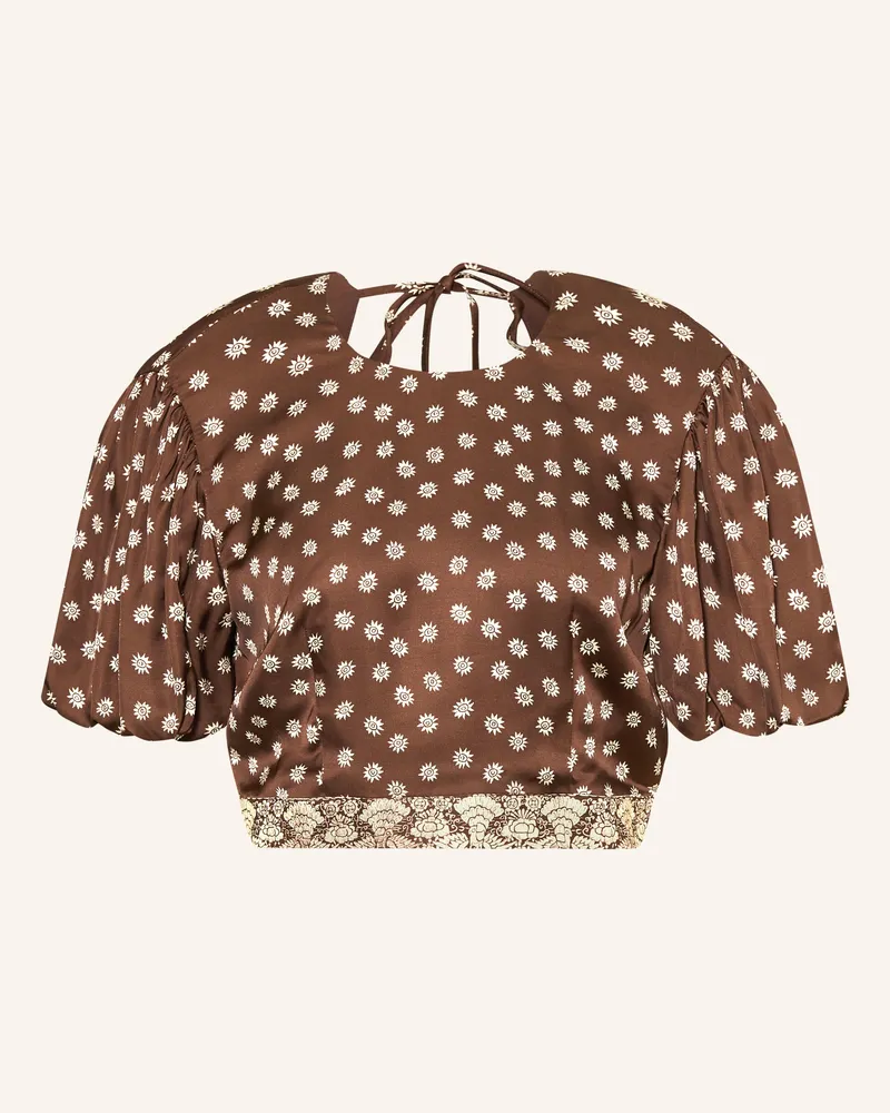 Claudie Pierlot Cropped-Blusenshirt aus Satin Braun