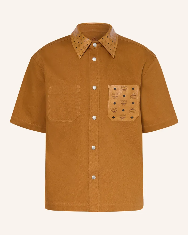 MCM Kurzarm-Hemd Comfort Fit braun Cognac