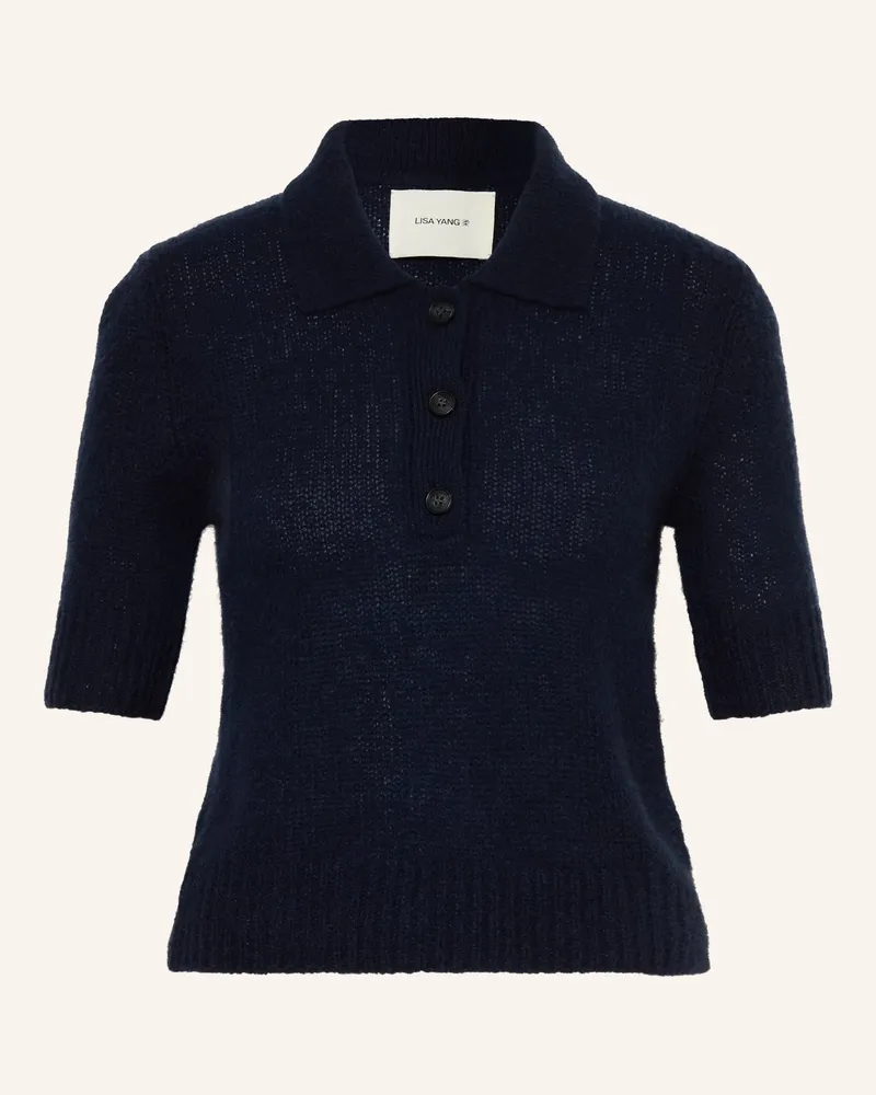 Lisa Yang Strick-Poloshirt Masy Mit Cashmere blau Dunkelblau
