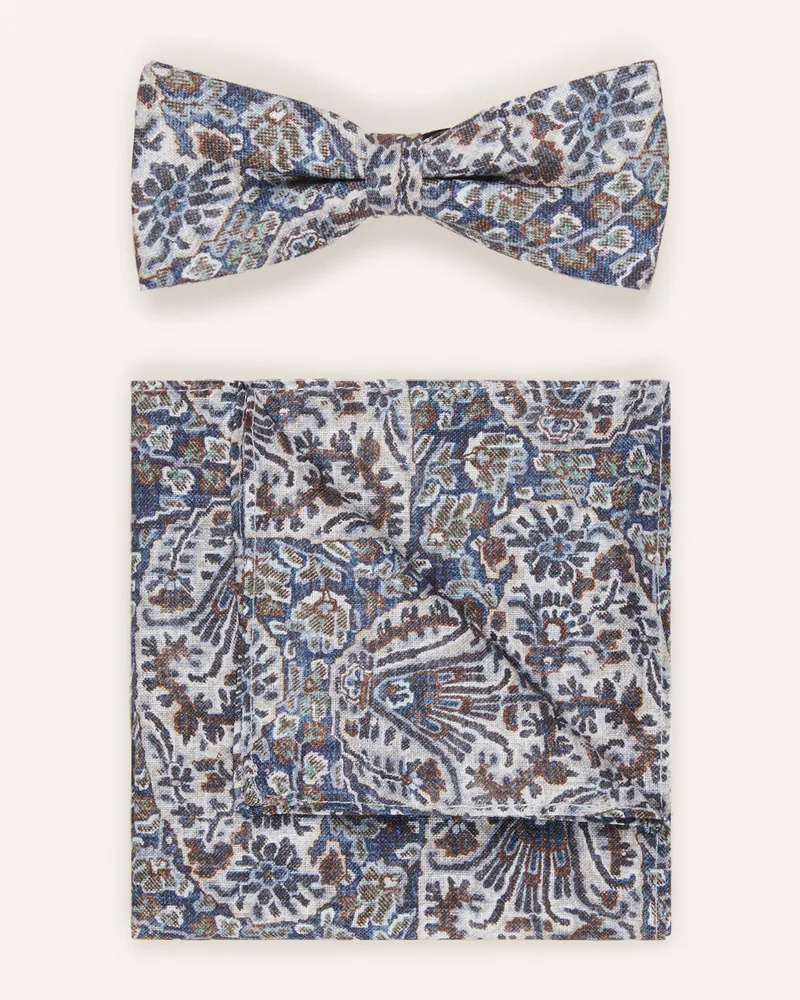 Monti Set: Fliege und Einstecktuch Dunkelblau