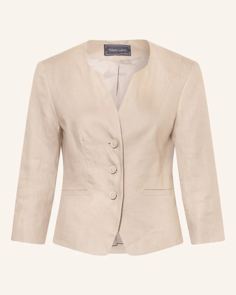 White Label Leinenblazer mit 3/4-Arm Taupe