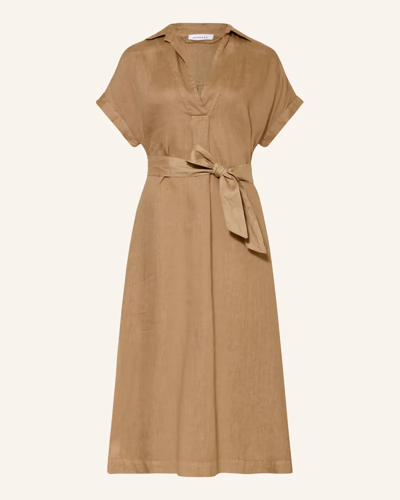 ROSSO35 Leinenkleid beige Camel