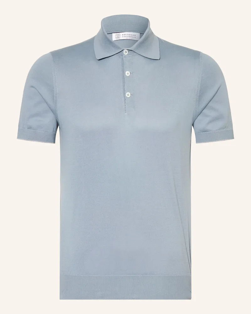 Brunello Cucinelli Jersey-Poloshirt blau Hellblau