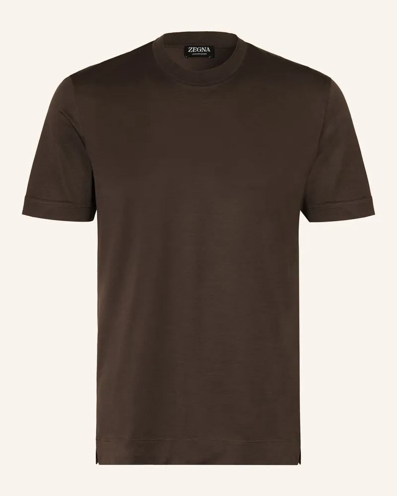 Ermenegildo Zegna T-Shirt Mit Seide braun Dunkelbraun