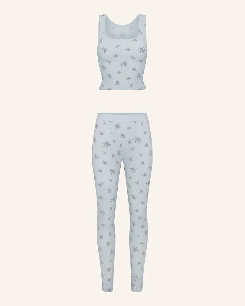 SKIMS Lounge-Set Cotton Rib blau Frost