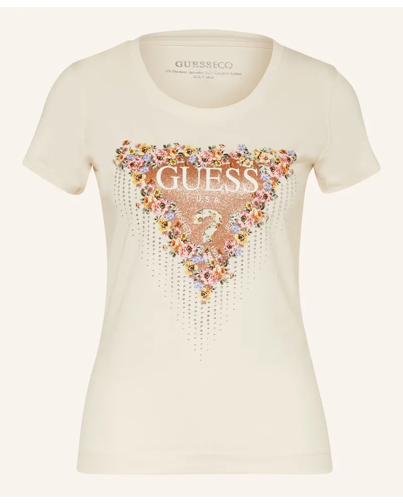 Guess T-Shirt mit Schmucksteinen Weiss