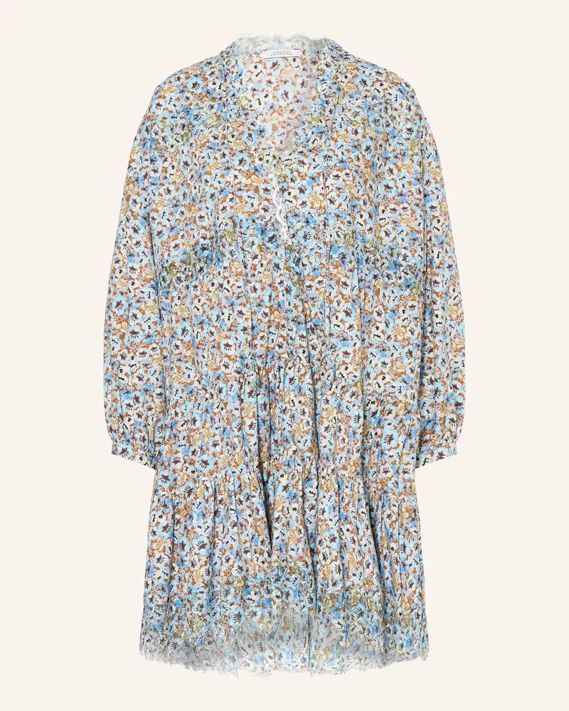 Dorothee Schumacher Kleid Floral Volumes Mit Spitze blau Hellblau