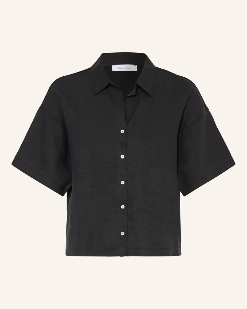 Darling Harbour Hemdbluse Im Materialmix Mit Leinen schwarz Black