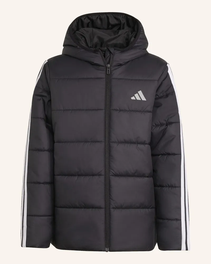 adidas Essentials 3-Streifen Gefütterte Kinderjacke schwarz Schwarz