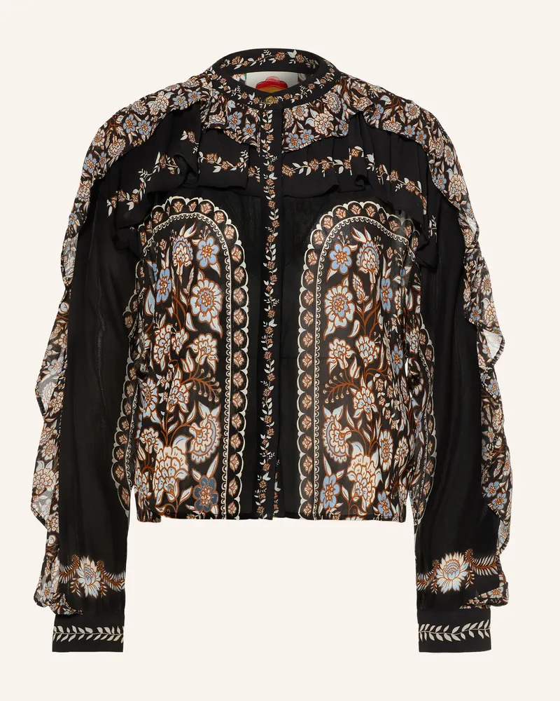 FARM Rio Bluse Daniela Mit Volants schwarz Schwarz