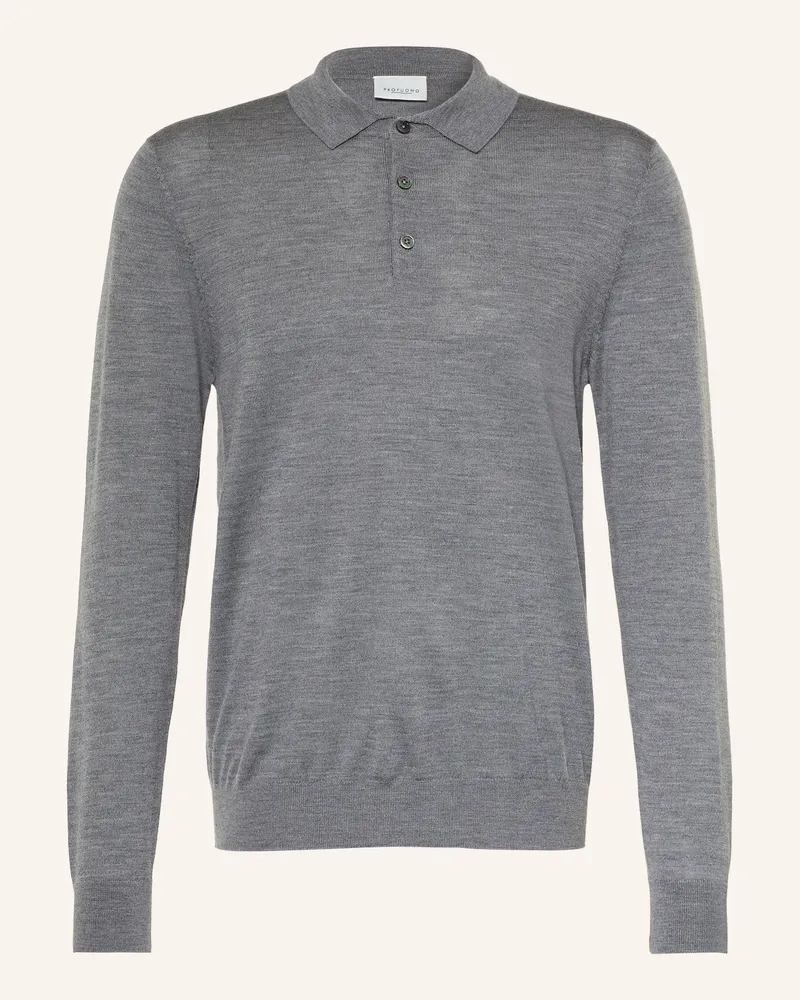 Profuomo Strick-Poloshirt grau Grau