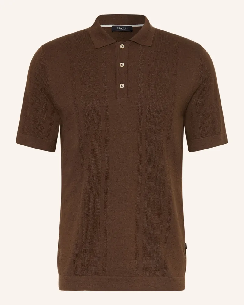 Maerz Strick-Poloshirt Mit Leinen braun Khaki