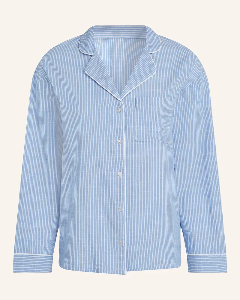 Hunkemöller Pyjama-Jacke LANGARM Blau