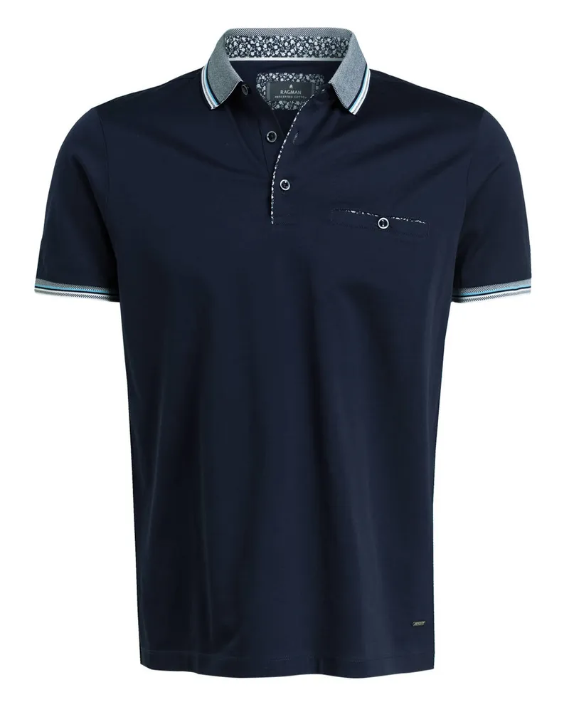 Ragman Jersey-Poloshirt Dunkelblau