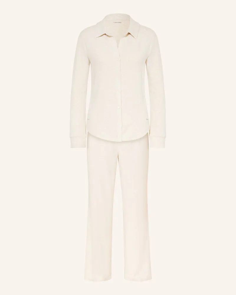 Calvin Klein Schlafanzug BRUSHED INTERLOCK Creme