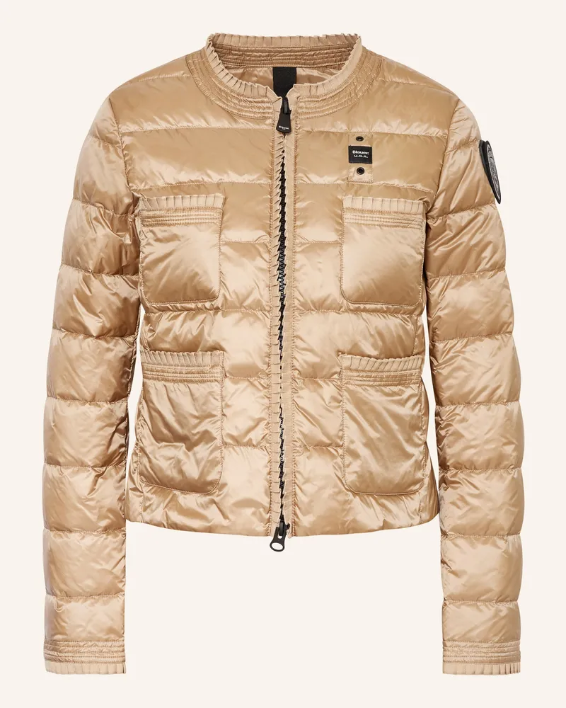Blauer Lightweight-Daunenjacke Mit Rüschen beige Beige