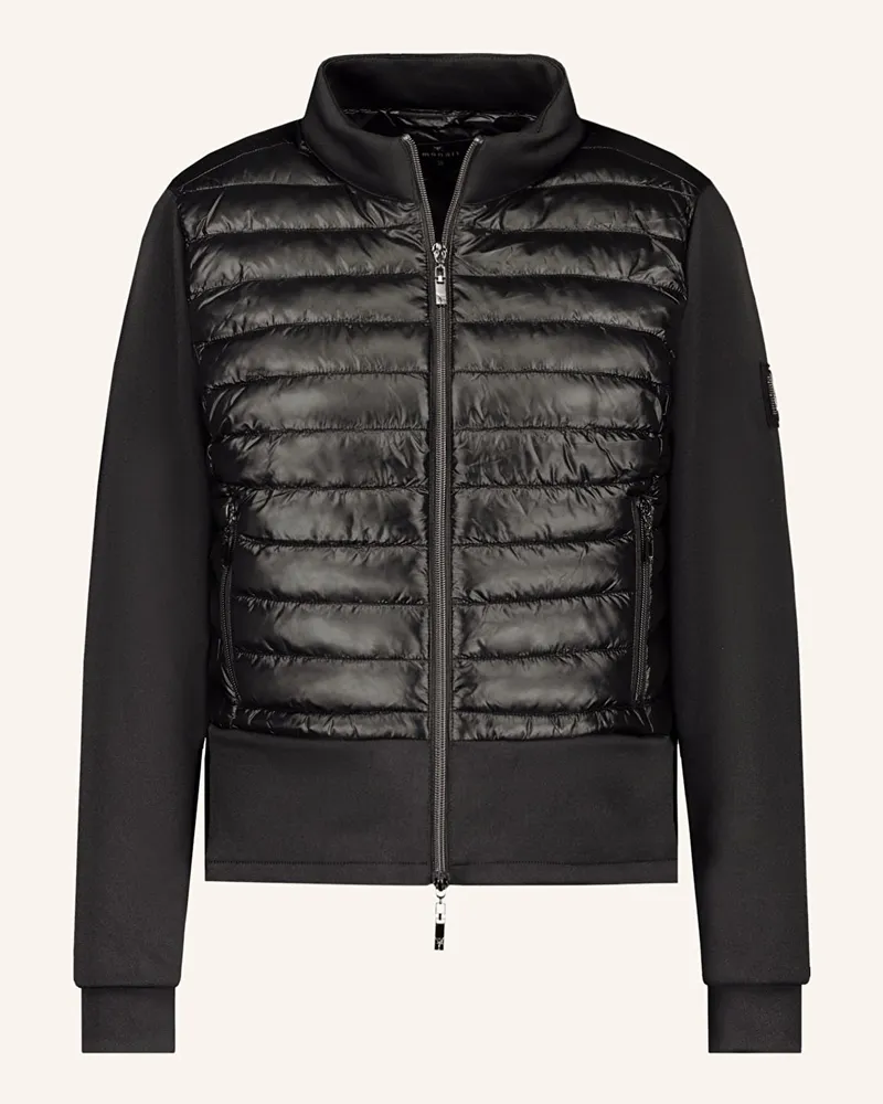 monari Steppjacke im Materialmix mit Schmucksteinen Schwarz