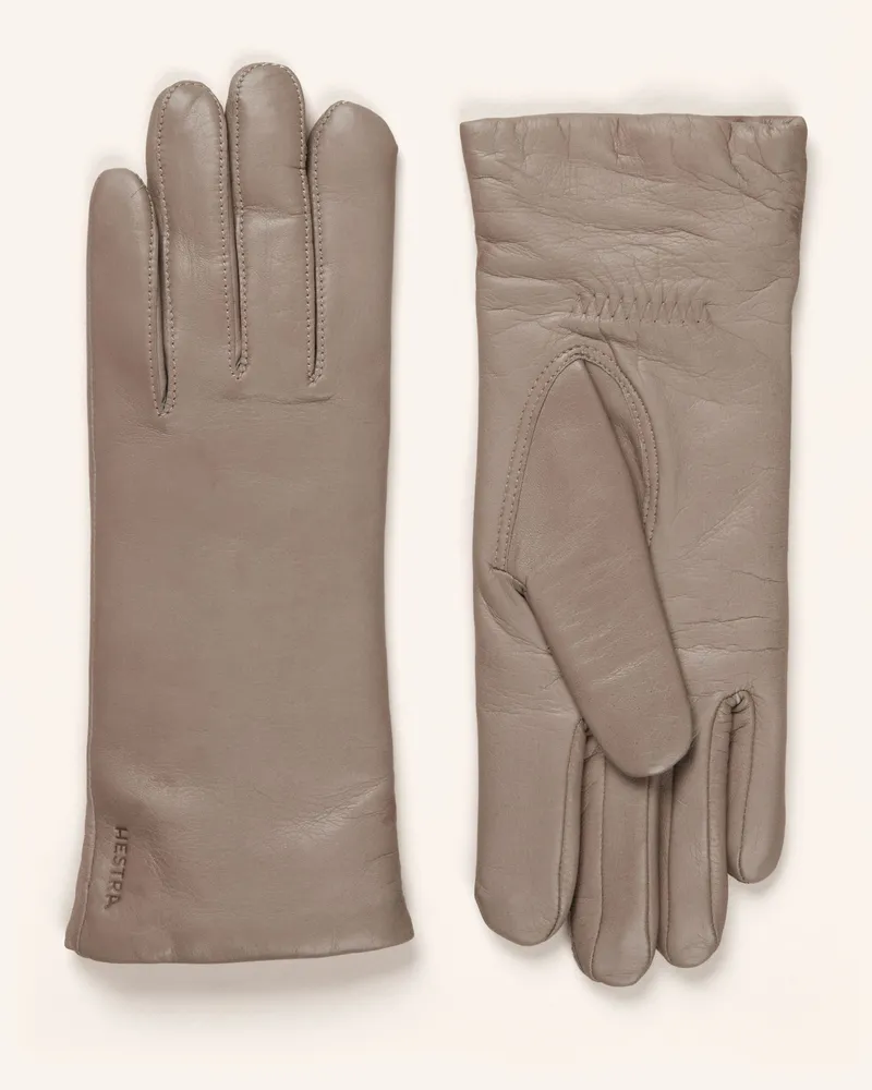 Hestra Lederhandschuhe Elisabeth beige Grau