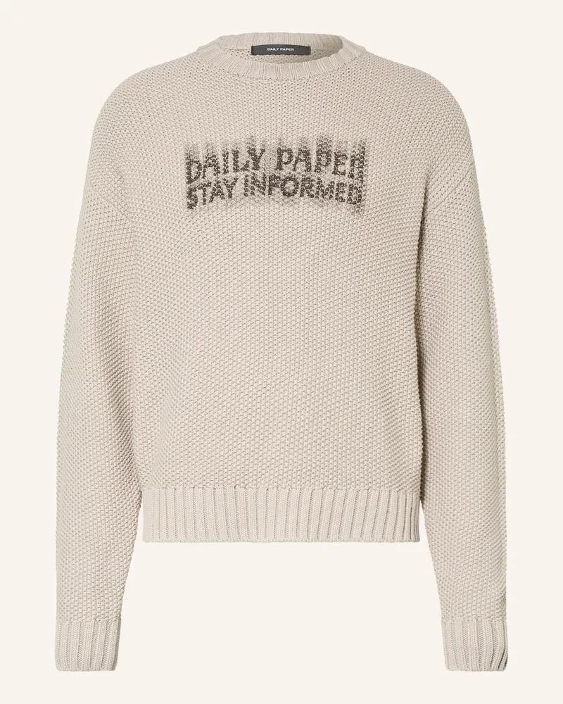 Daily Paper Pullover Stay Informed beige Hellgrau