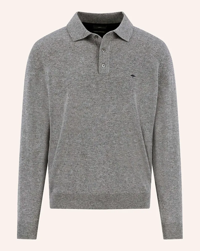 Fynch-Hatton Strick-Poloshirt aus Merinowolle Grau