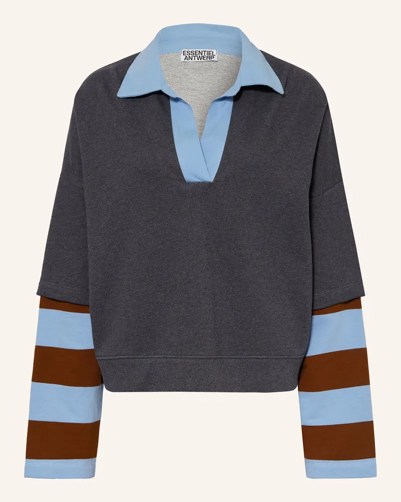 Essentiel Sweatshirt Kantelou Im Materialmix grau Dunkelgrau