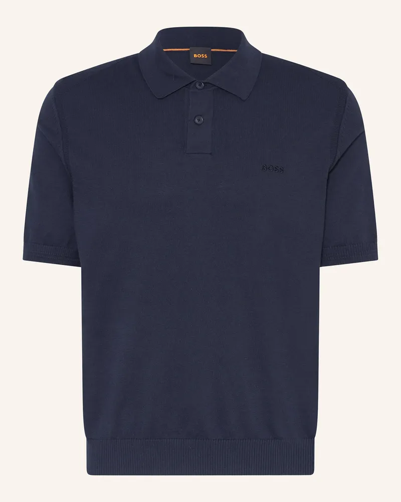 HUGO BOSS Strick-Poloshirt ASAC Dunkelblau
