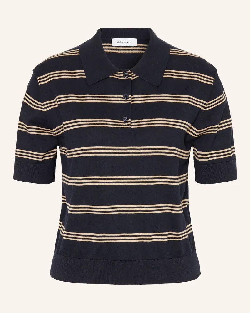 Darling Harbour Strick-Poloshirt Navy