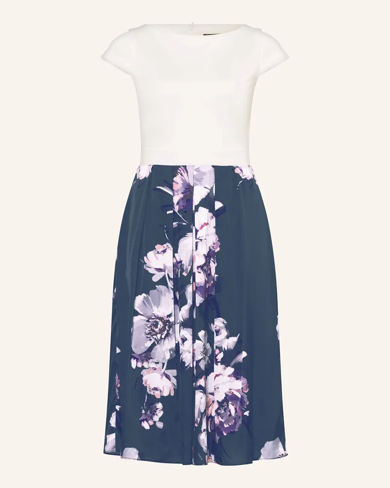 Swing Cocktailkleid im Materialmix Weiss