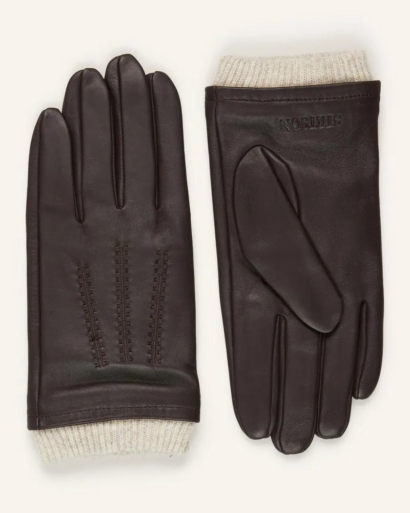 Stetson Lederhandschuhe Dunkelbraun