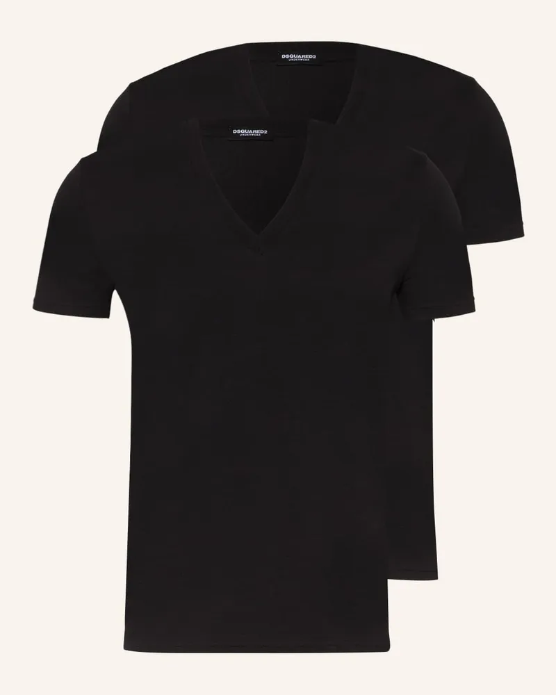 Dsquared2 2er-Pack V-Shirts Schwarz