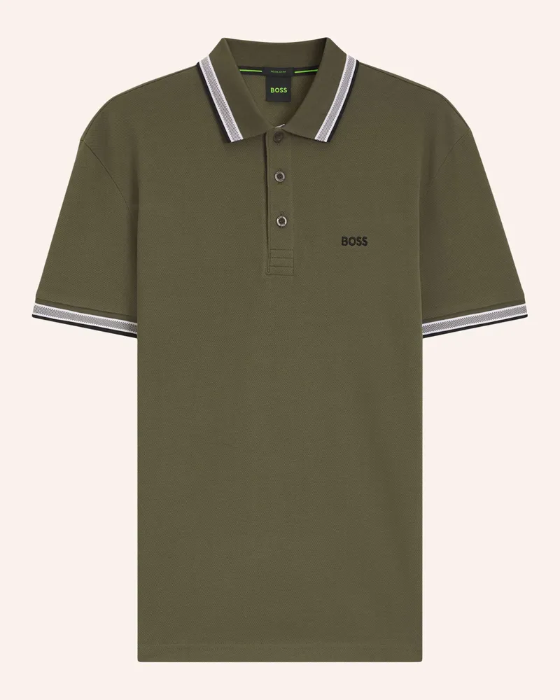 HUGO BOSS Piqué-Poloshirt Paddy Curved Regular Fit gruen Grün