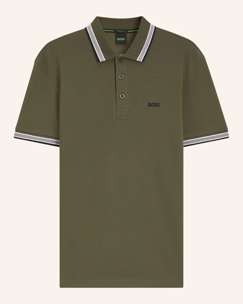 HUGO BOSS Piqué-Poloshirt Paddy Curved Regular Fit gruen Grün