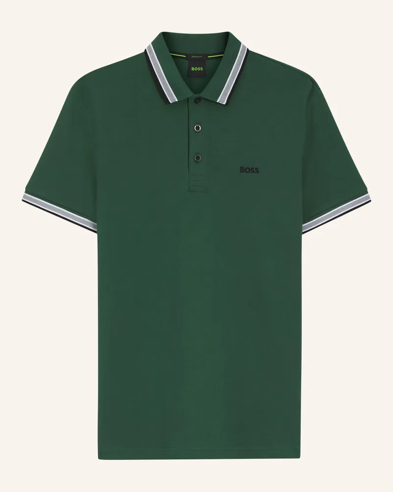 HUGO BOSS Piqué-Poloshirt Paddy Curved Regular Fit gruen Grün