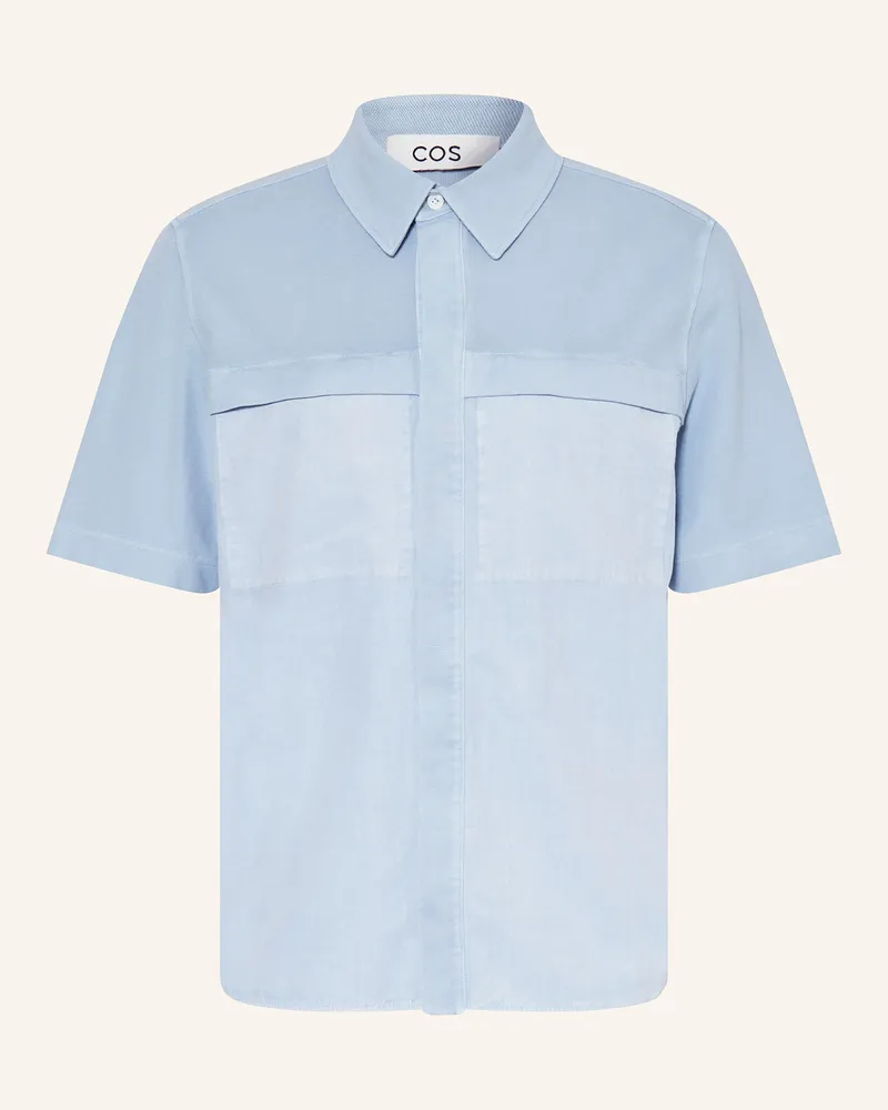 COS Kurzarm-Hemd Comfort Fit Im Materialmix blau Hellblau