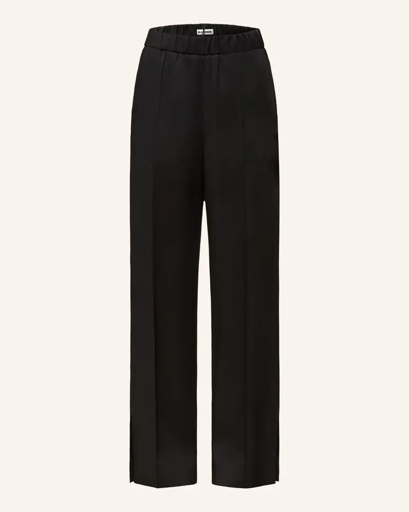 Jil Sander Marlenehose aus Satin Schwarz