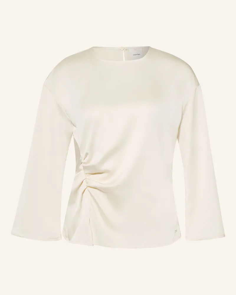 Calvin Klein Blusenshirt Aus Satin Mit 3/4-Arm weiss Creme