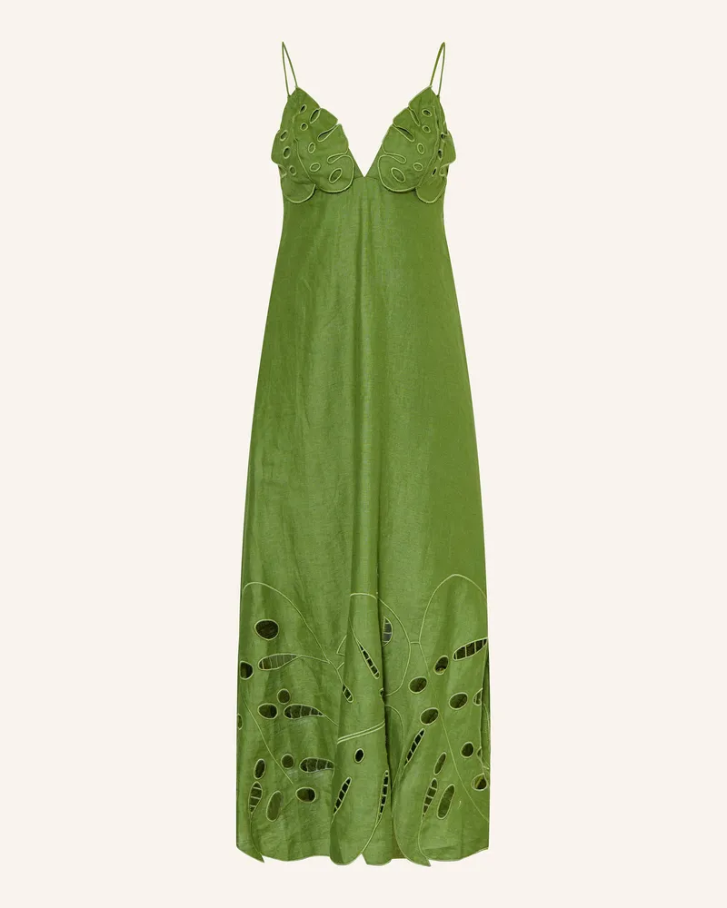 FARM Rio Cocktailkleid GREEN MONSTERA aus Leinen Grün