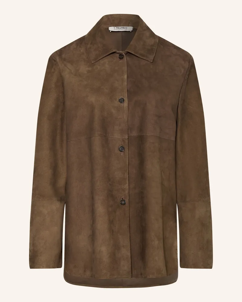 Max Mara Leder-Overshirt Gocce braun Braun