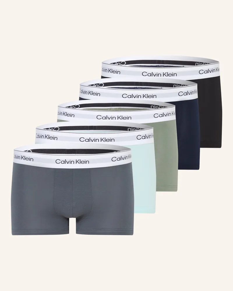 Calvin Klein 5er-Pack Boxershorts Icon Cotton Stretch Low Rise gruen Schwarz