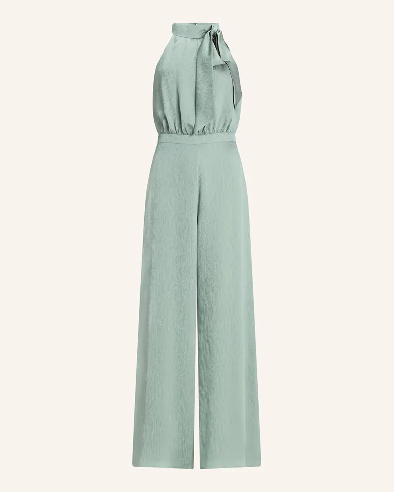 Swing Jumpsuit aus Satin mit Schluppe Dunkelgrün