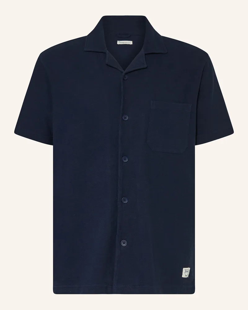 Knowledge Cotton Apparel Resorthemd Box Fit aus Jersey Dunkelblau