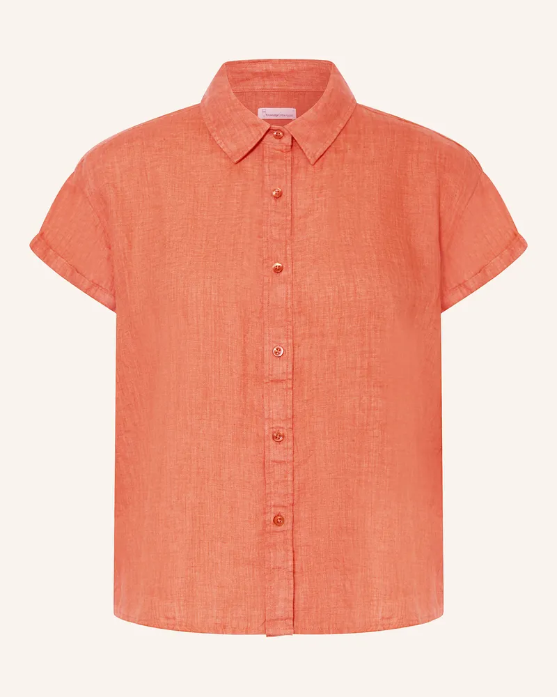 Knowledge Cotton Apparel Hemdbluse ASTER aus Leinen Dunkelorange