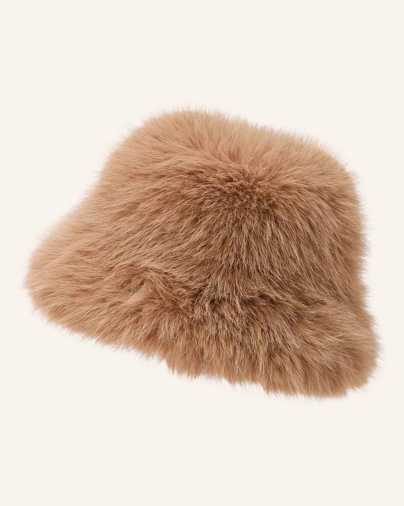 MOSS COPENHAGEN Bucket-Hat Mschlynetta Aus Kunstfell beige Camel