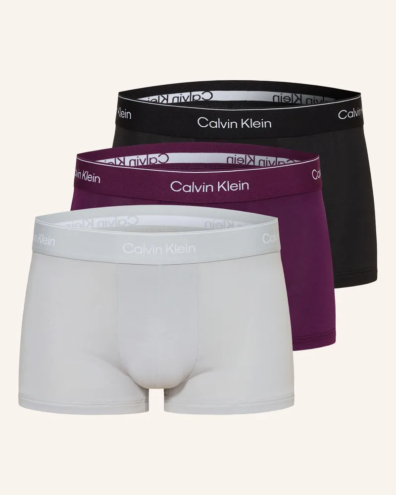 Calvin Klein 3er-Pack Boxershorts Icon Cotton Stretch Low Rise lila Lila