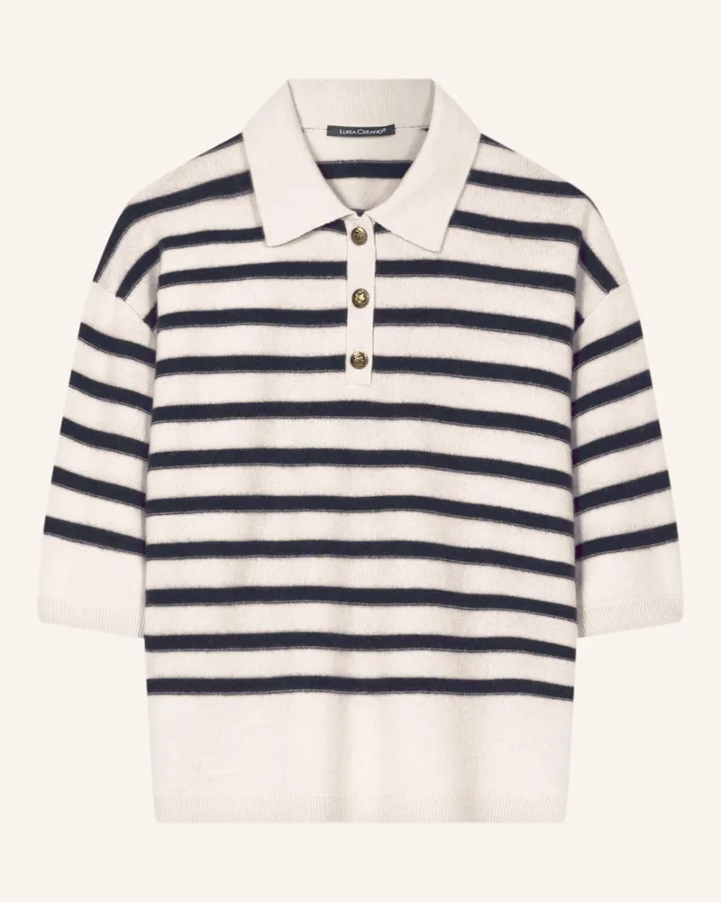 Luisa Cerano Strick-Poloshirt weiss Creme