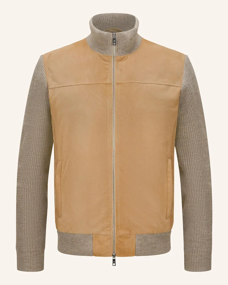 Milestone Lederjacke MSNICOLAS im Materialmix Beige