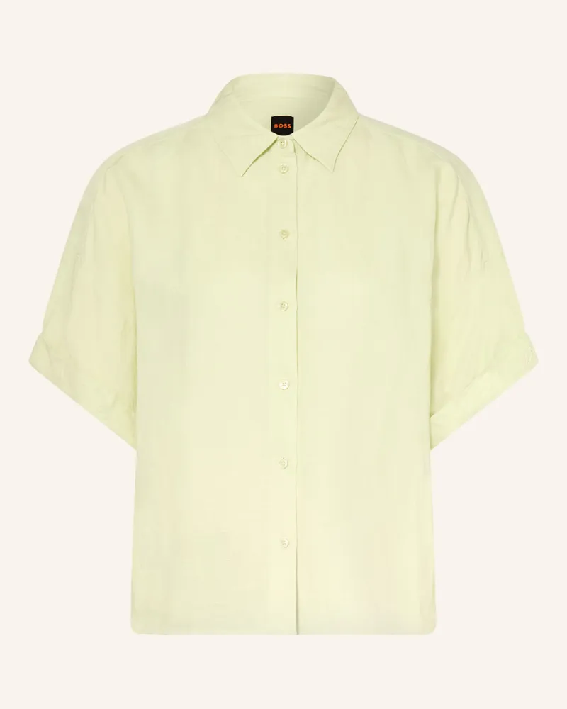 HUGO BOSS Hemdbluse Bisenas Mit Leinen gruen Hellgrün