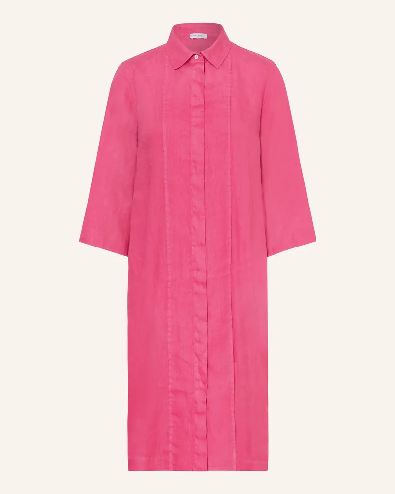 ROSSO35 Hemdblusenkleid Aus Leinen Mit 3/4-Arm pink Pink