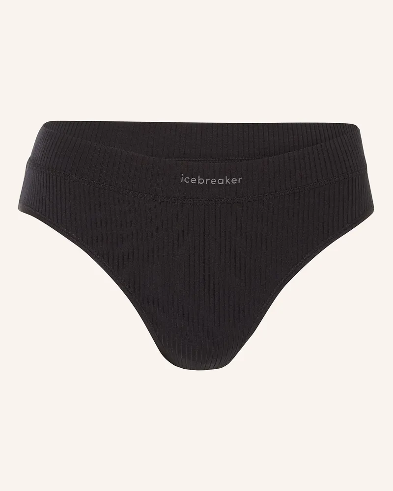 Icebreaker Panty MER RIB LOTUS mit Merinowolle Schwarz